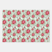 クリスマスポインセチア水の色の手絵を描形 ラッピングペーパーシート (正面)