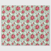 クリスマスポインセチア水の色の手絵を描形 ラッピングペーパー (フラット)