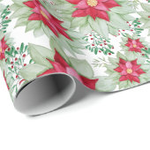 クリスマスポインセチア水の色の手絵を描形 ラッピングペーパー (ロールコーナー)