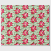 クリスマスポインセチア水の色の手絵を描形 ラッピングペーパー (フラット)