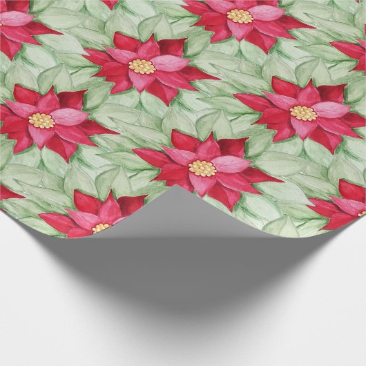クリスマスポインセチア水の色の手絵を描形 ラッピングペーパー (角)