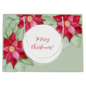 クリスマスポインセチア水の色の手絵を描形 ラージペーパーバッグ (正面)