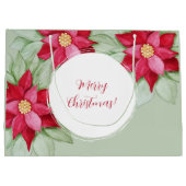 クリスマスポインセチア水の色の手絵を描形 ラージペーパーバッグ (裏面)