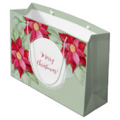 クリスマスポインセチア水の色の手絵を描形 ラージペーパーバッグ (裏面アングル)