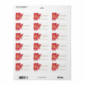 クリスマスポインセチア水彩住所 シール (フルシート)