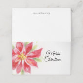 クリスマスポインセチア水彩折り畳み座席表 プレイスカード (外部開封)