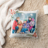 クリスマスポインセチア水彩植物写真 クッション (ブランケット)