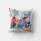 クリスマスポインセチア水彩植物写真 クッション (正面)