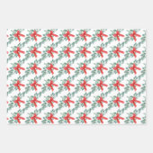 クリスマスポインセチア水彩画 ラッピングペーパーシート (正面3)