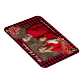 クリスマスポインセチア水牛のプレイドファミリー写真 マグネット (右側)