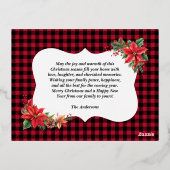 クリスマスポインセチア水牛のプレイドファミリー写真 箔シーズンポストカード (裏面)