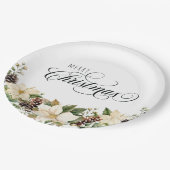 クリスマスポインセチア白丸 ペーパープレート (アングル)