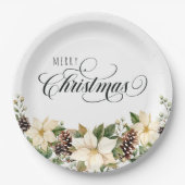 クリスマスポインセチア白丸 ペーパープレート (正面)