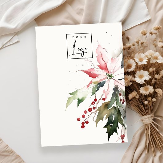 クリスマスポインセチア空白のジュエリー表示ロゴ 名刺