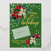 クリスマスポインセチア箔ギフトカードホルダー 箔シーズンカード (正面)