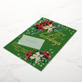 クリスマスポインセチア箔ギフトカードホルダー 箔シーズンカード (回転した状態)