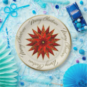 クリスマスポインセチア紙プレート ペーパープレート (パーティー)