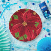 クリスマスポインセチア紙プレート ペーパープレート (パーティー)