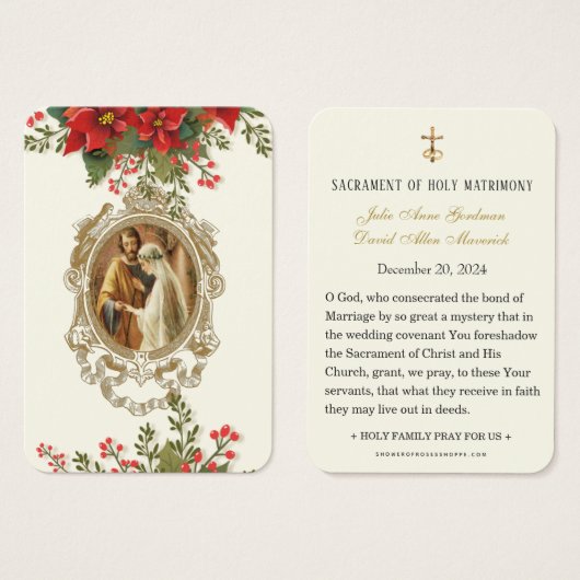 クリスマスポインセチア結婚カトリック祈りの言葉カード (正面&裏面)