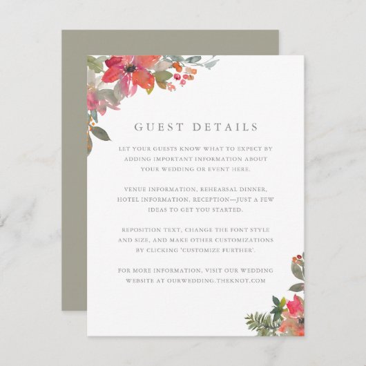 クリスマスポインセチア結婚フローラズゲスト詳細 エンクロージャーカード (正面/裏面)