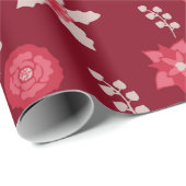 クリスマスポインセチア花とさくらんぼ ラッピングペーパー (ロールコーナー)