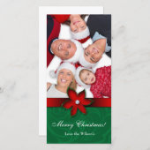 クリスマスポインセチア花フォトカードレッドグリーン シーズンカード (正面/裏面)
