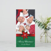 クリスマスポインセチア花フォトカードレッドグリーン シーズンカード (スタンド正面)