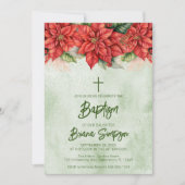 クリスマスポインセチア花フローラバプテスマ 招待状 (正面)