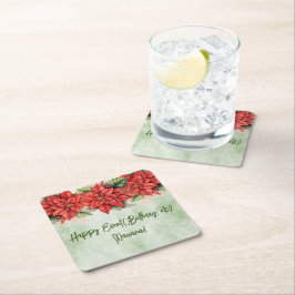 クリスマスポインセチア花フローラパーティー スクエアペーパーコースター