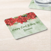 クリスマスポインセチア花フローラパーティー スクエアペーパーコースター (アングル)