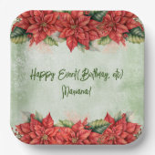 クリスマスポインセチア花フローラパーティー ペーパープレート (正面)
