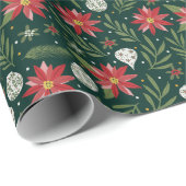 クリスマスポインセチア花ラッピング紙 ラッピングペーパー (ロールコーナー)