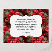 クリスマスポインセチア花家族の写真 箔シーズンポストカード (裏面)