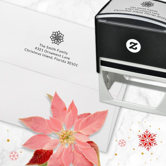 クリスマスポインセチア花 セルフインキングスタンプ