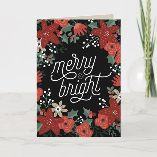 クリスマスポインセチア葉折りカード カード (正面)