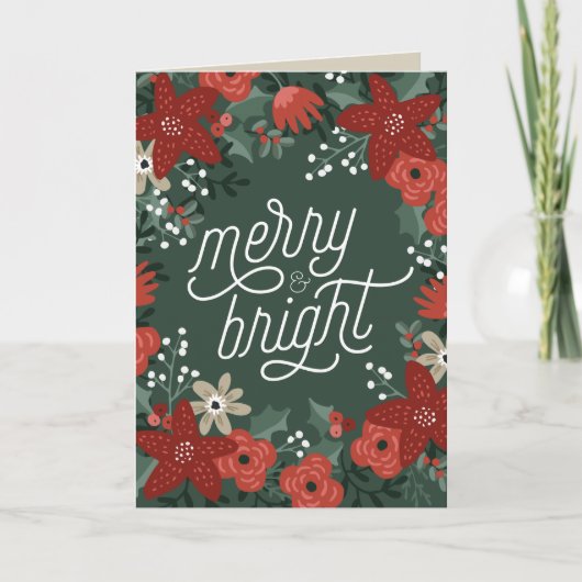 クリスマスポインセチア葉折りカード カード (正面)