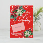 クリスマスポインセチア赤いギフトカードホルダー シーズンカード (スタンド正面)