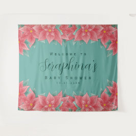 クリスマスポインセチア赤ちゃんシャワー背景 タペストリー