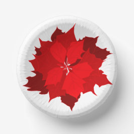 クリスマスポインセチア赤と白プレート ペーパーボウル