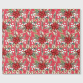クリスマスポインセチア赤クラシック緑エレガント ラッピングペーパー (フラット)