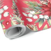 クリスマスポインセチア赤クラシック緑エレガント ラッピングペーパー (ロールコーナー)