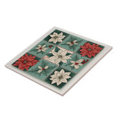 クリスマスポインセチア赤白グリーンフローラ タイル (側面)