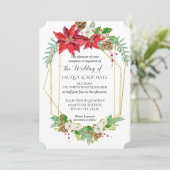 クリスマスポインセチア赤金ゴールドテラリウム水彩 招待状 (スタンド正面)
