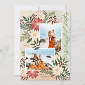 クリスマスポインセチア輝く写真コラージュ シーズンカード (正面)