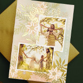 クリスマスポインセチア輝く写真コラージュ 箔シーズンカード