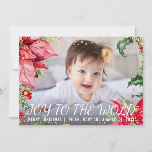 クリスマスポインセチア金ゴールドスプラッシュ写真 シーズンカード (正面)