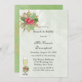 クリスマスポインセチア金ゴールドブランチ&バブリー 招待状 (正面/裏面)