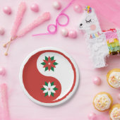 クリスマスポインセチア陰陽 ペーパープレート (パーティー)