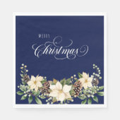 クリスマスポインセチア青 スタンダードランチョンナプキン (正面)