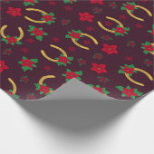 クリスマスポインセチア馬蹄馬術パターン ラッピングペーパー (角)